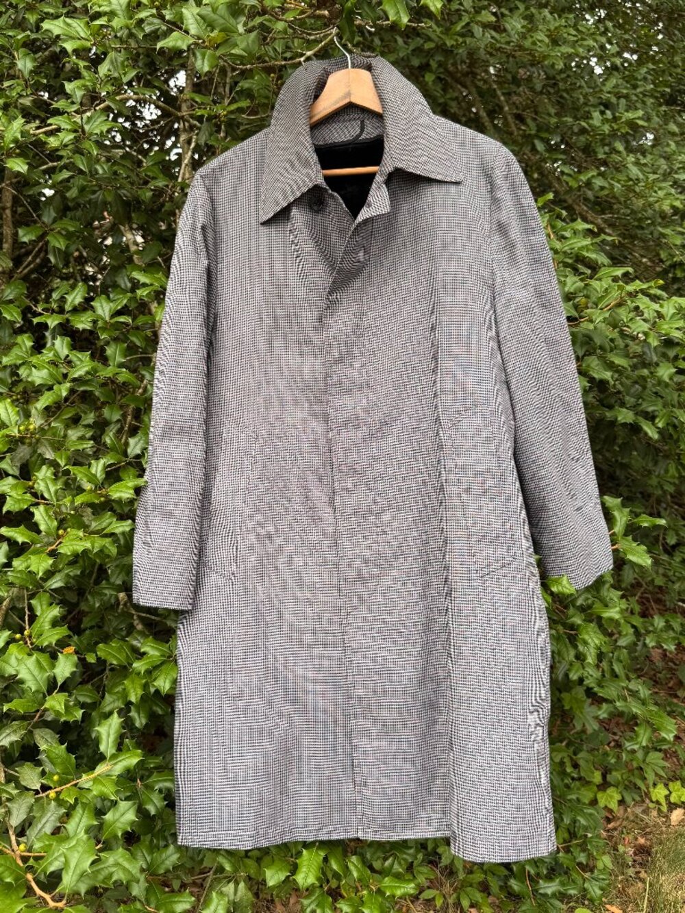 Vintage London Fog Maincoat 36S Gray Glen Plaid Raincoat Zip Liner USA Made